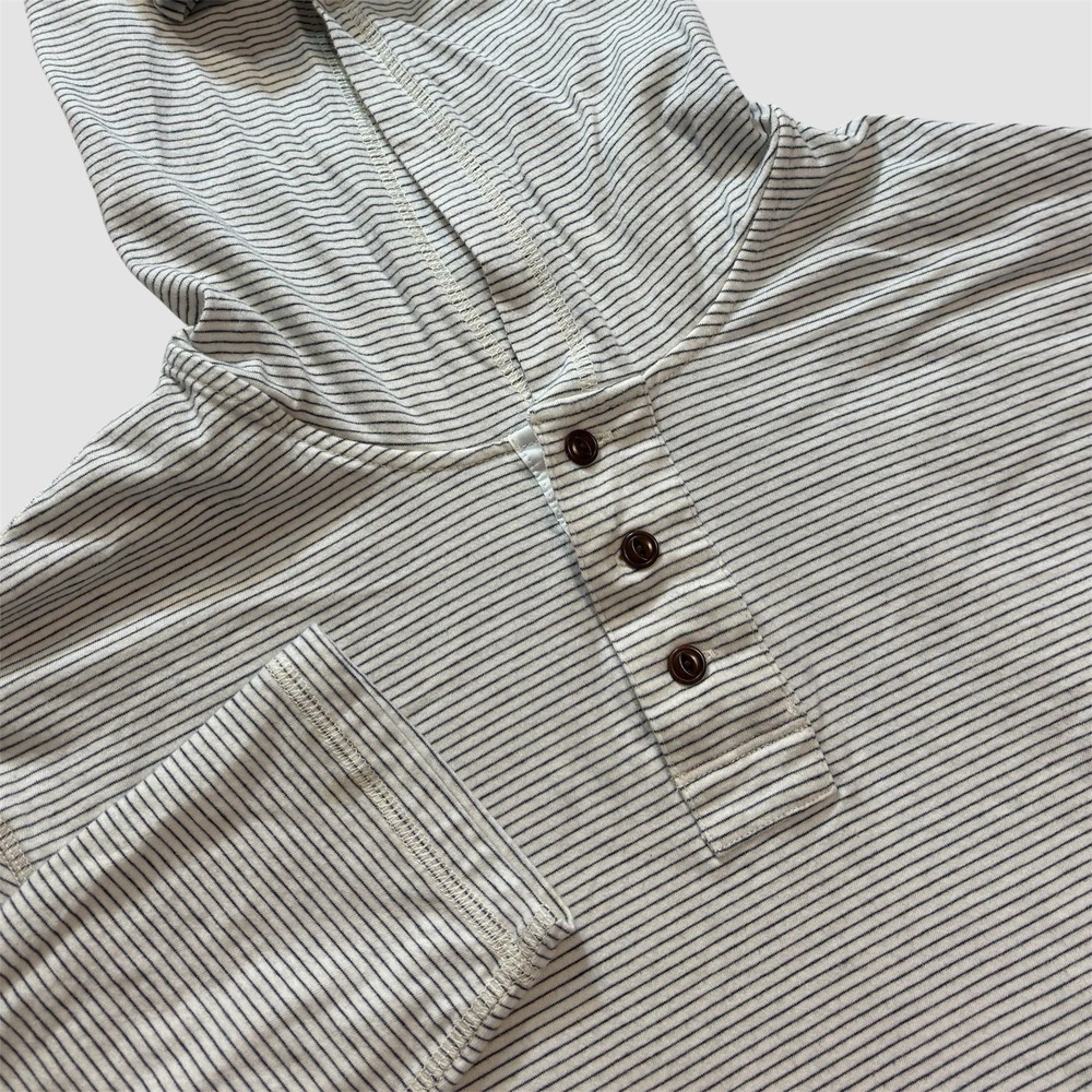 Rails‎ Men's Large Lightweight Weston Hoodie Pullover Cream Navy Stripe Pocket